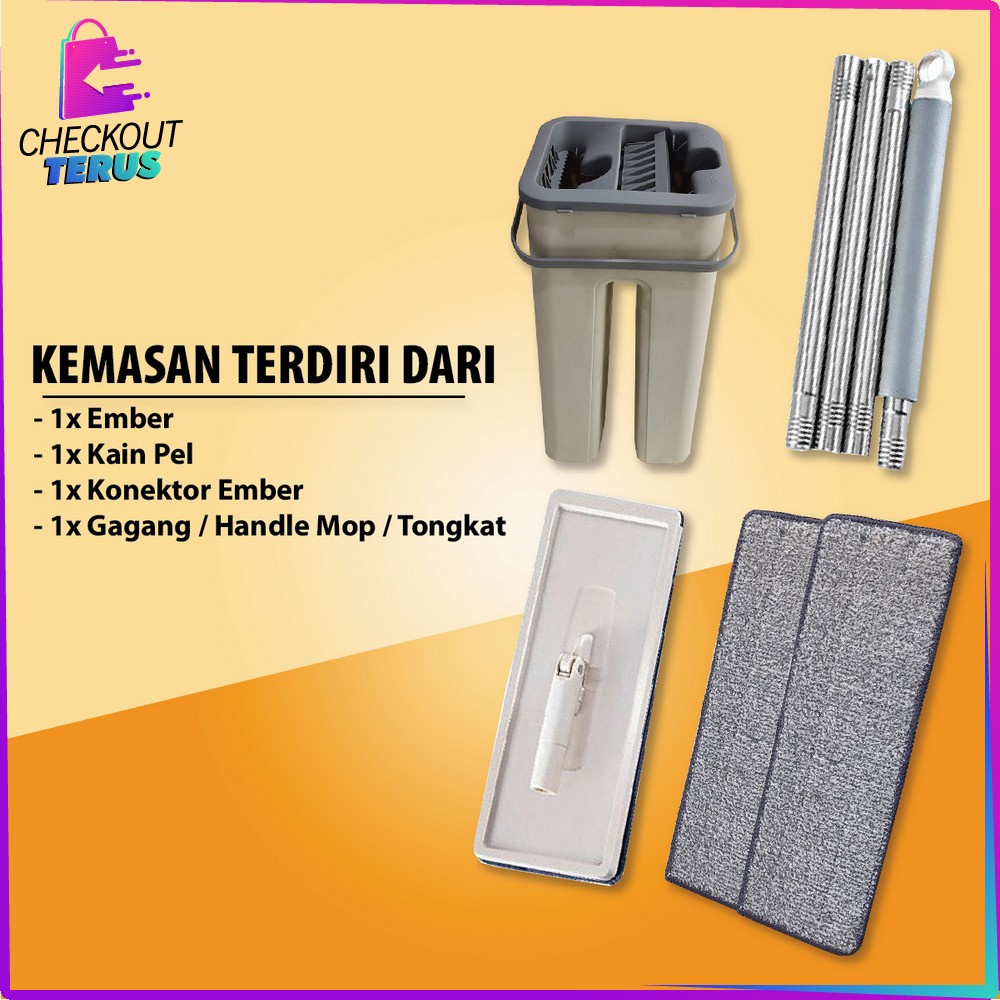 CT C527 Kain Pel Pembersih Lantai Praktis Multifungsi Mop Scratch Flat With Bucket Kain Pel Lantai Lap Pel