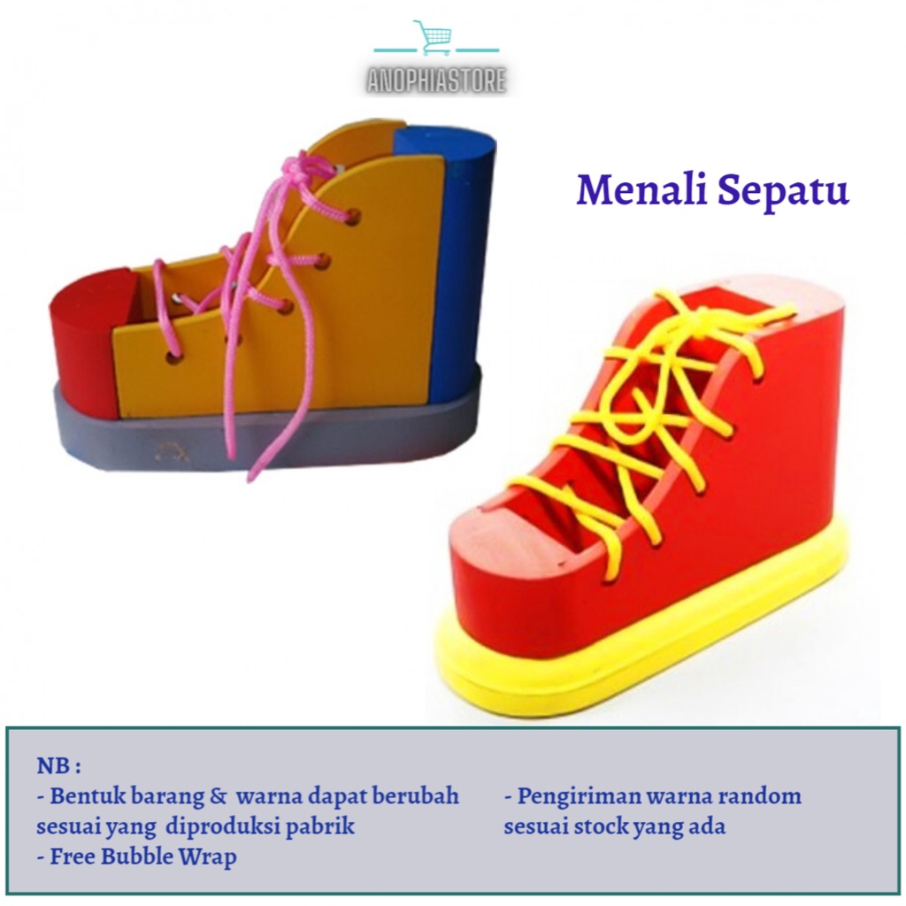 Mainan Kayu Sepatu Kayu APE TK PAUD