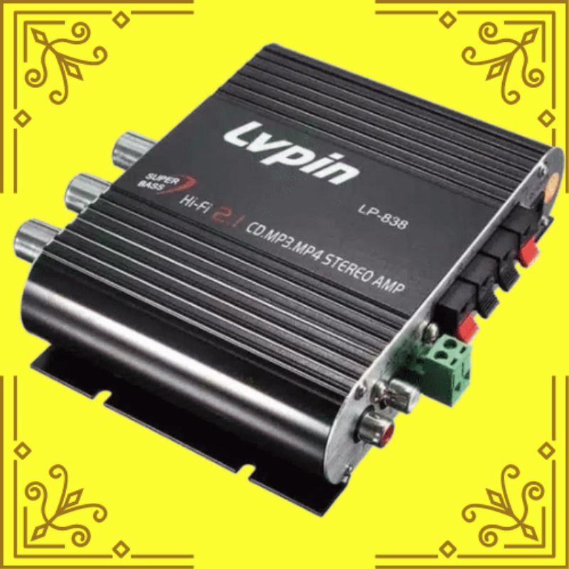 LVPIN MINI STEREO AMPLIFIER TREBEL BASS BOOSTER 12V 200W - LP - 838 - BLACK