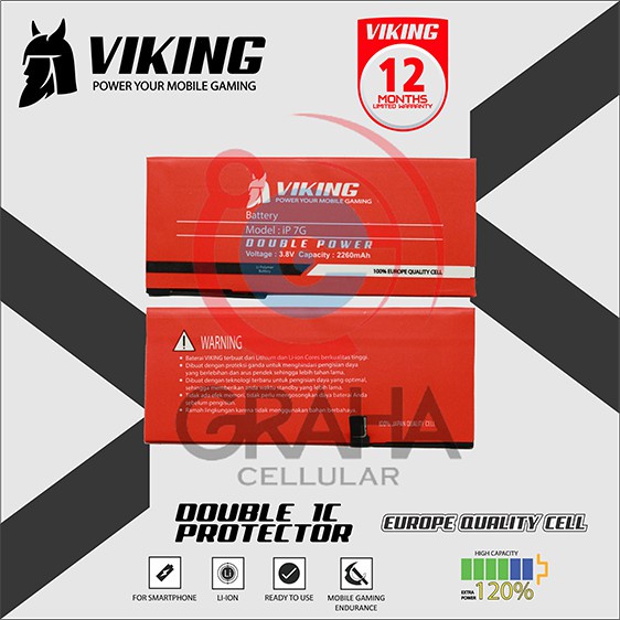 BATERAI / BATTERY / BATRE IP 7 / 7G VIKING DOUBLE POWER