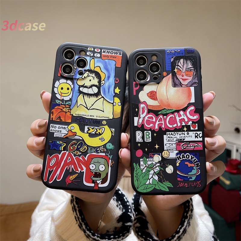 Casing Soft Case TPU Xiaomi Redmi POCO C3 X3 NFC X3 PRO M3 Redmi 9 9C NFC 9A 9i 9T 9AT 9 PRO Power 10X POCO M2 PRO Redmi Note 9 8 10 10S 9 PRO MAX 9S  A16 A7 A5S A15 Y12 Y20 Super Cute Fruit Peach doodle Phone Case