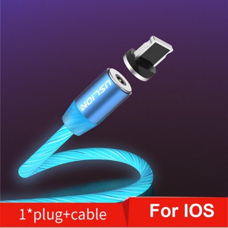 Kabel Data LED USLION Tipe IOS Fast Charging (Biru)