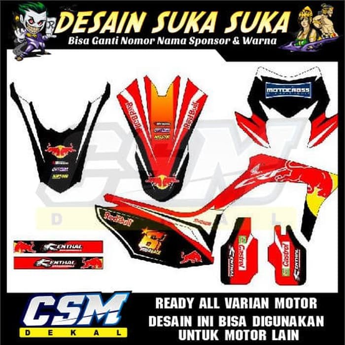 45 Dekal Decal Motor Crf 150 L Stiker Sticker Striping Body Redbull Merah Hitam Shopee Indonesia