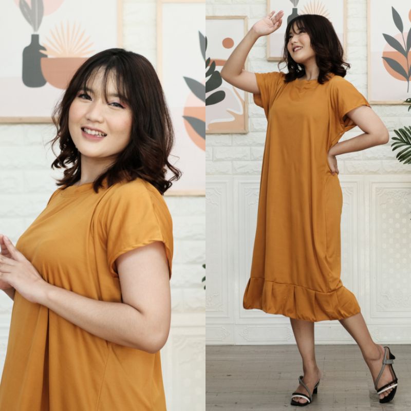 Daster Ruffle Busui/Daster Polos Ruffle Busui/Daster katun Polos