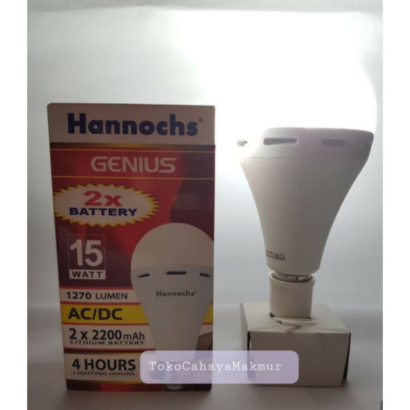 Lampu Emergency LED AC/DC Genius 15w 15watt Hannochs