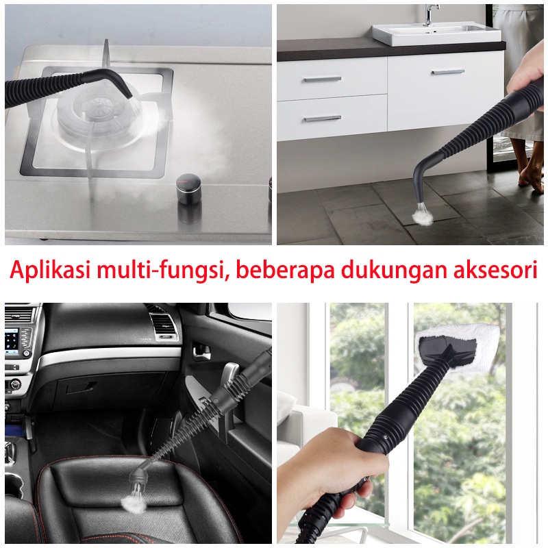 Mesin Steam Cleaner Pembersih Uap Listrik Portabel Steamer Genggam Rumah Tangga Rumah Kantor Kamar Membersihkan Peralatan Lampiran Alat Sikat Dapur