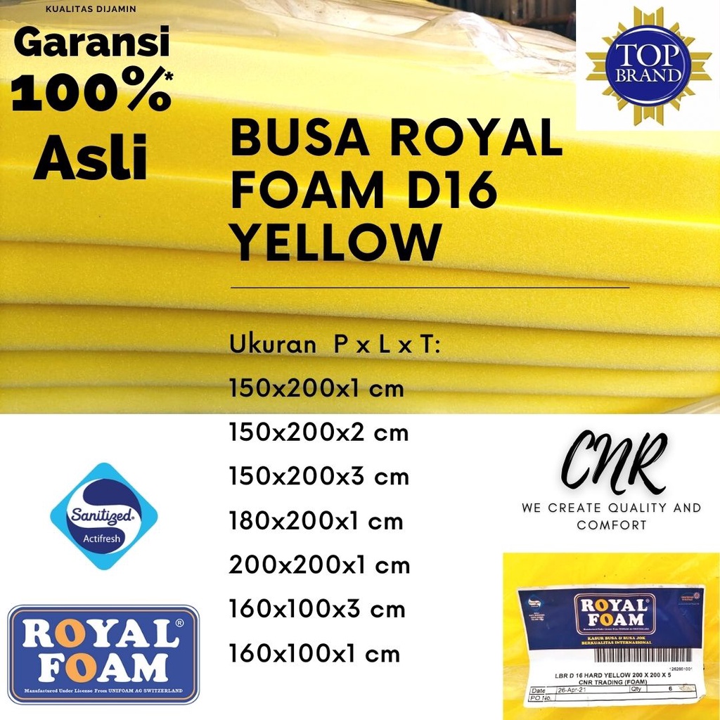 busa surpet yellow royal foam d16 uk 150x200 tebal 1 3 uk 180x200 tebal 1 uk 200x200tebal 1cm 160x10