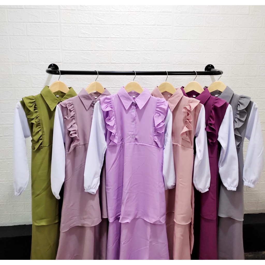 (COD) GAMIS DRESS MUSLIM KEKINIAN GAMIS MUSLIM WANITA TERBARU 2024 DRESS REMAJA MURAH FASHION MUSLIM