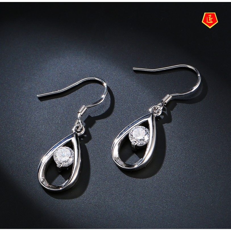 [Ready Stock]Fashion Silver Diamond Earrings Temperament Personality