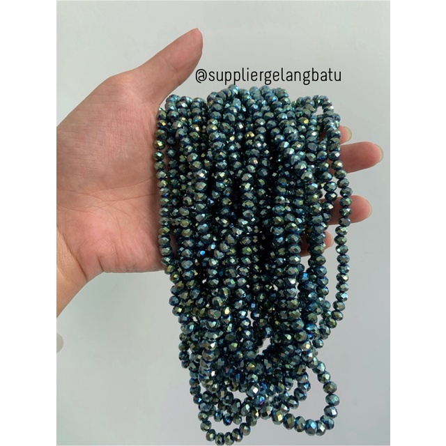 kristal Ceko Doff 6mm hijau METALIK kilap payet manik green premium