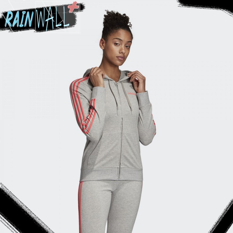 Adidas Essentials 3-Stripes Hoodie Atasan Hoodie Pakaian Olah Raga Wanita Original DU0661