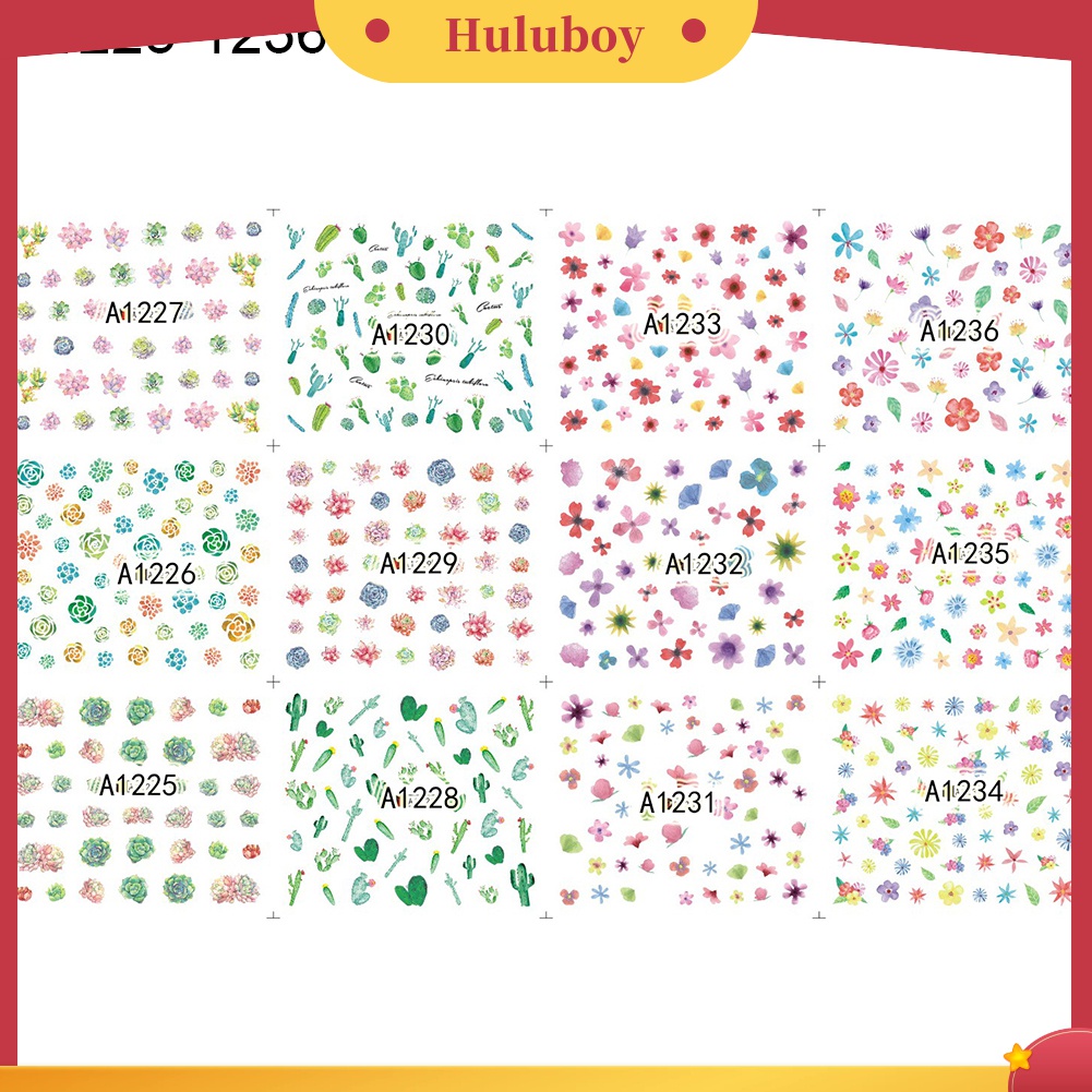Huluboy Huluboy♡ 1 Lembar Stiker Kuku Transfer Air Motif Bunga / Dream Catcher Untuk Dekorasi Manicure DIY