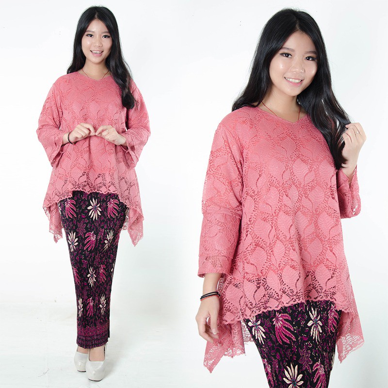 SB Collection Stelan Kebaya Risma Blouse Brukat Dan Rok Plisket Maxi Super Jumbo Batik Wanita