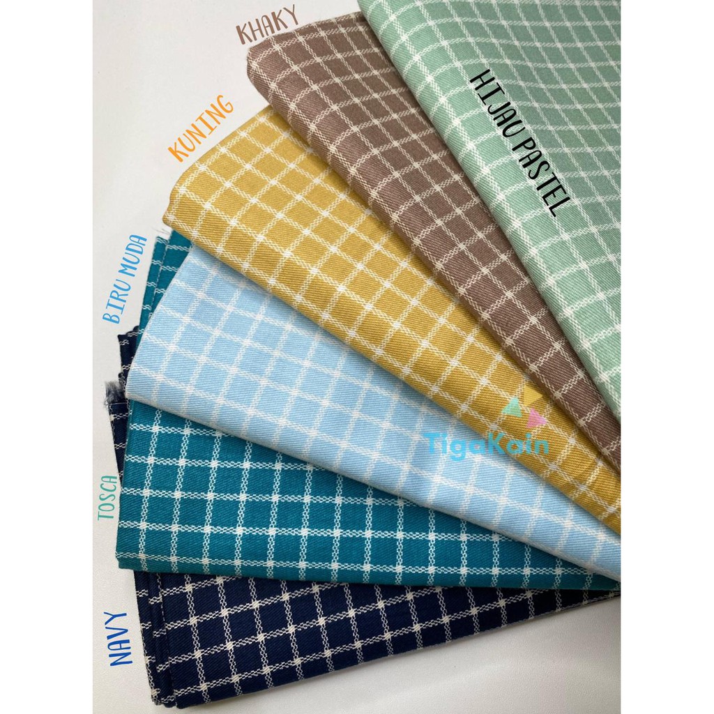 0.5 Meter Kotak Gingham Katun Jepang Tokai Senko