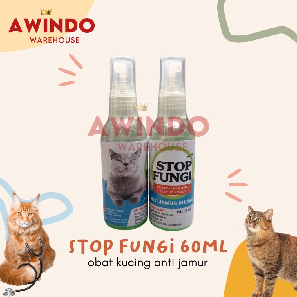 STOP FUNGI SPRAY - Obat Anti Jamur Kucing Infeksi Kulit Scabies Cat