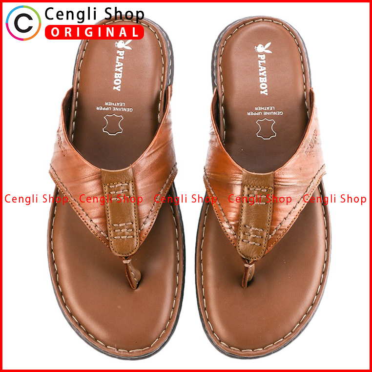 PLAYBOY SANDAL JEPIT KULIT CASUAL PRIA BRANDED ORIGINAL TERBARU PLH6