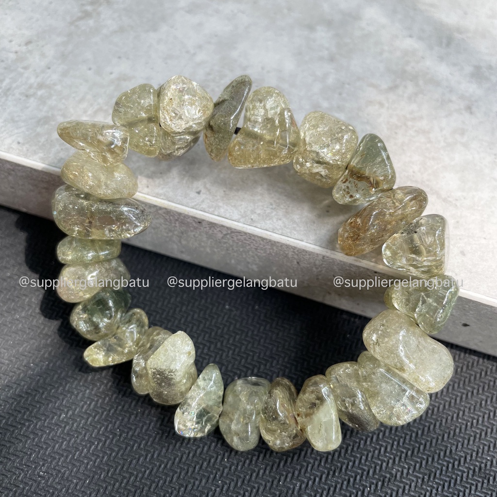 Gelang Kerikil Citrine Kuning 2CM Etnik Natural Batu Alam Asli