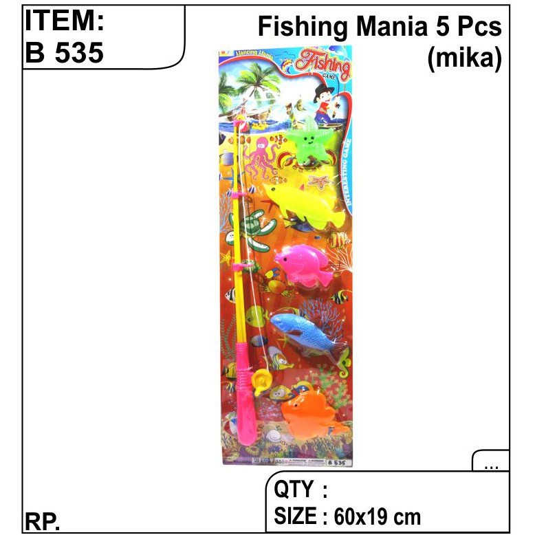 B 535 - Mainan Kail Pancing isi 5 ikan Pancing Mania B535