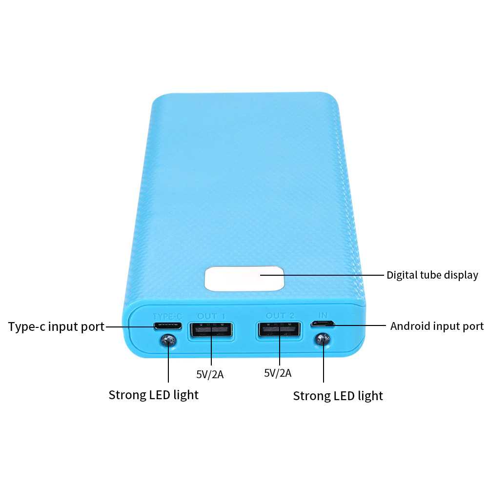 Kebidumei DIY Power Bank Case USB Type C 8 x 18650 2 Port - C18