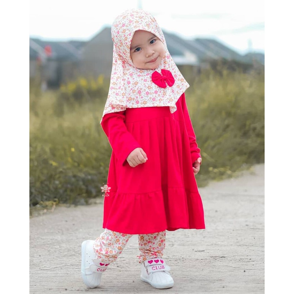 Baju Setelan Anak Perempuan Dress Tunik Setcel One Set 1-6 Tahun Bahan Spandek Rayon Super Bisa COD Grosir Pakaian Anak Nayla