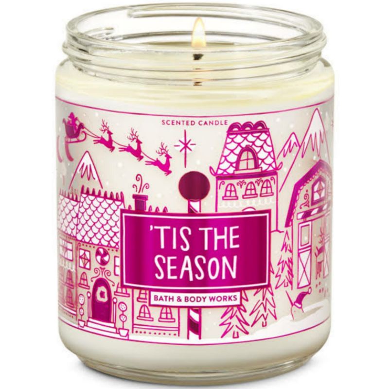 BATH &amp; BODY WORKS BBW TIS THE SEASON MADE WITH ESSENTIAL OILS WHITE BARN 1 SINGLE WICK SCENTED CANDLE 198 G PENGHARUM RUANGAN