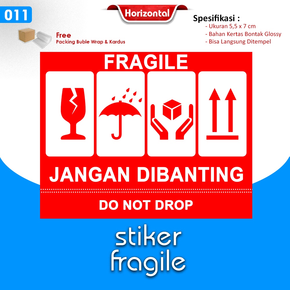 Stiker Fragile / Stiker Pecah Belah / Stiker Pengiriman Olshop / Stiker Unboxing Horizontal-6