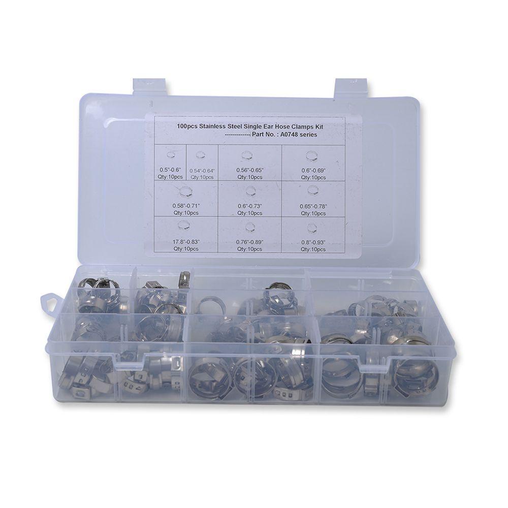 Populer 100pcs/box Telinga Plus Klem 100pcs/box Kuping Selang Pipa Klip Hose Clamp