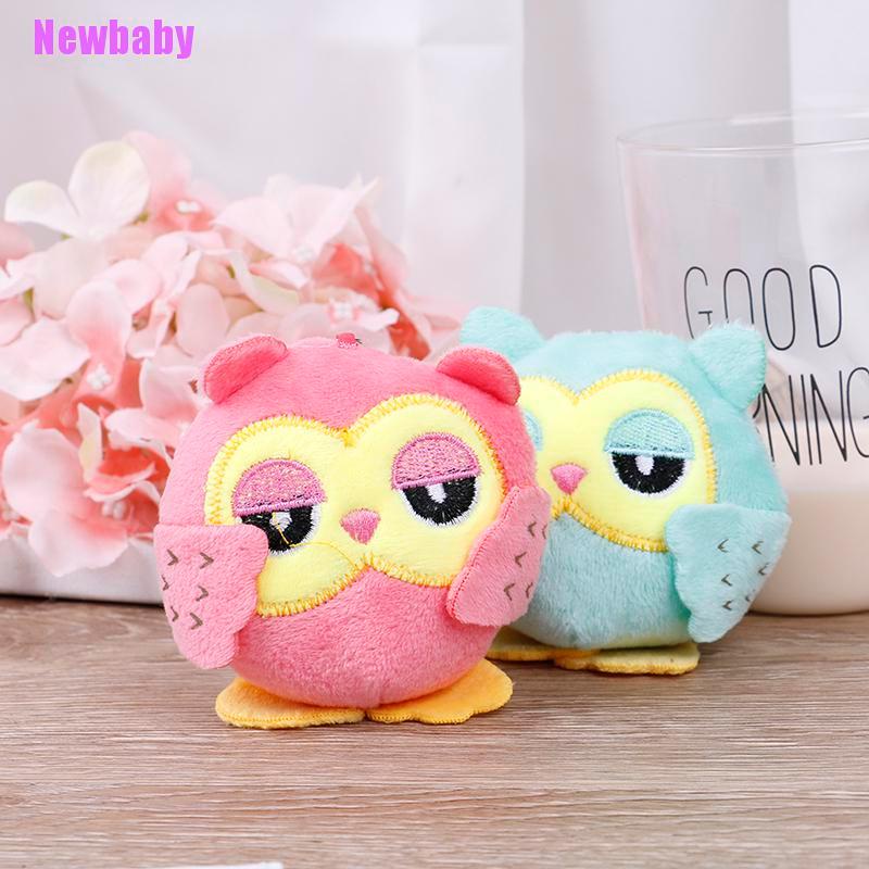 [Newbaby]9Cm key chain toys plush stuffed animal owl toy small pendant dolls party