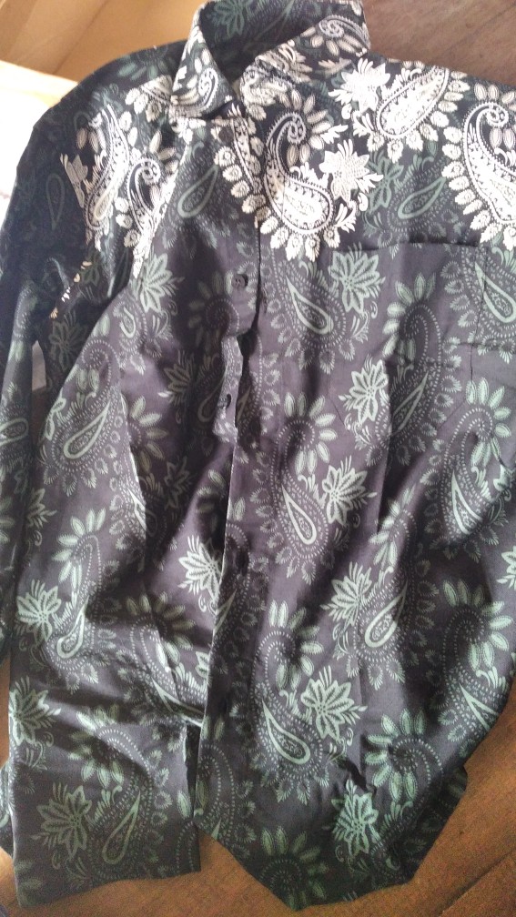 Kemeja Batik Pria Lengan Panjang Bl63 Katun Motif Modern Dixmont Semi Slimfit