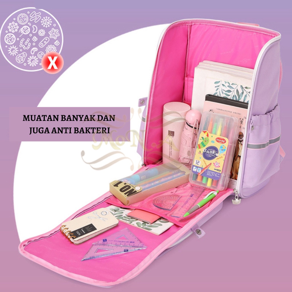 [MONA] TAS SEKOLAH RANSEL ANAK CEWEK MOTIF KARTUN TIMBUL LUCU UNIK CUTE 3 DIMENSI IMPORT PREMIUM BEAR UNGU -M0176