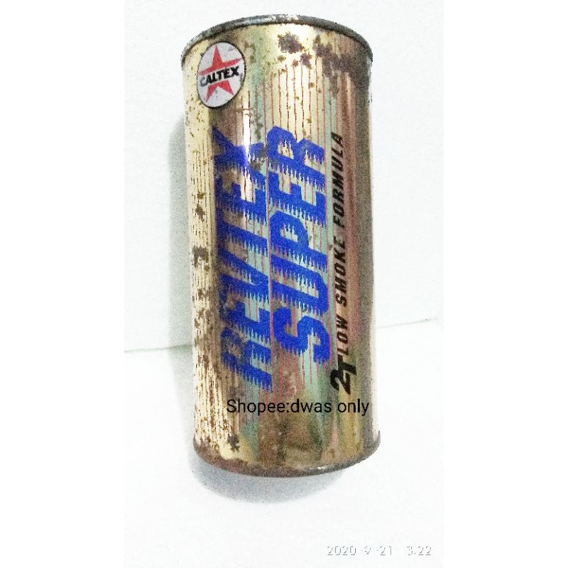 Caltex revtex super kaleng gold 2t oli samping oli 2t lawas jadul