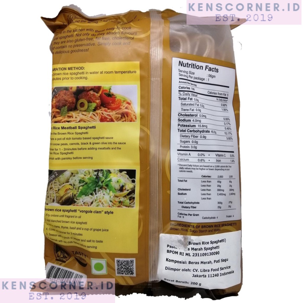 Peacock Brown Rice Spaghetti | Makanan Sehat Import