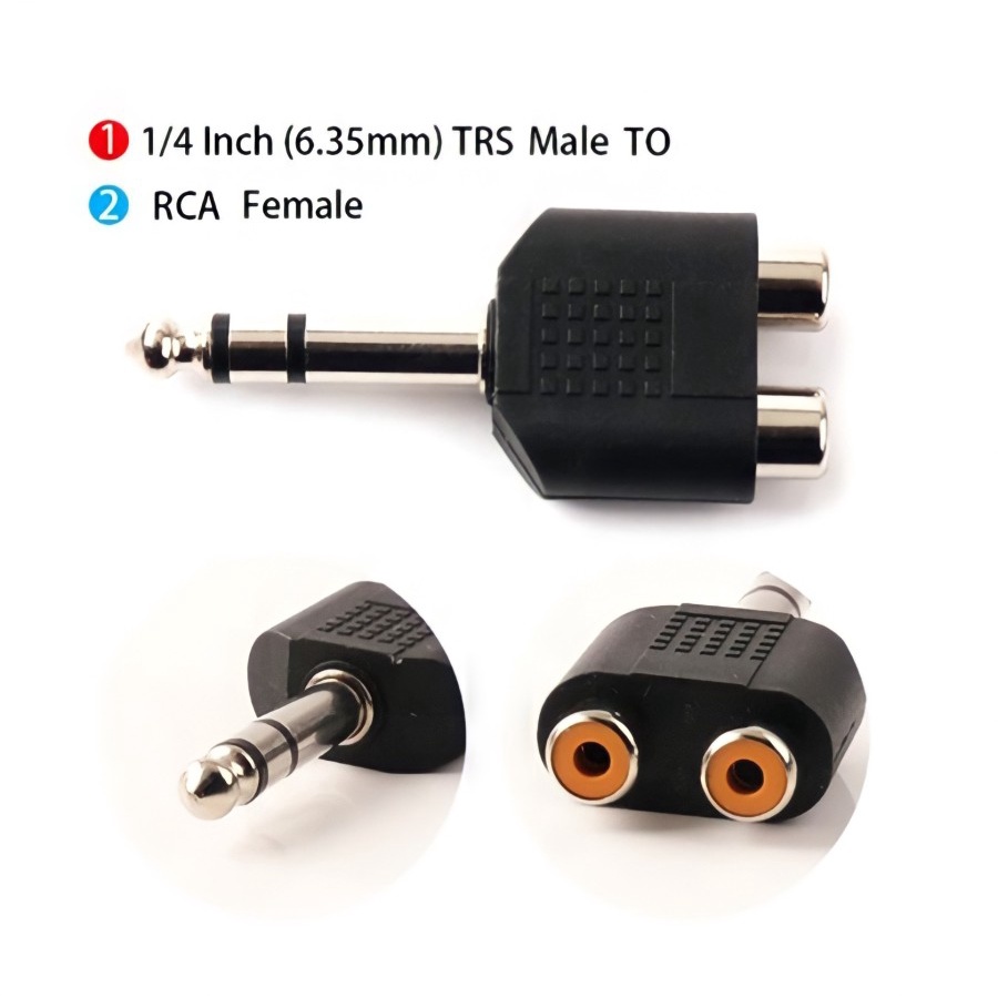 T RCA to Akai Stereo / 2 Female RCA to 1 Male 6.5 Stereo Plastik