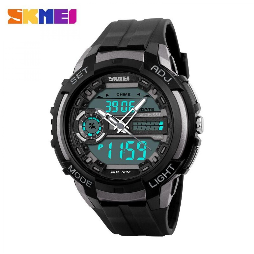 Jam Tangan Pria Digital Skmei AD1202 Water Resistant 50M - Jam Tangan Sport Dual Time - Jam Tangan Olahraga Analog Digital