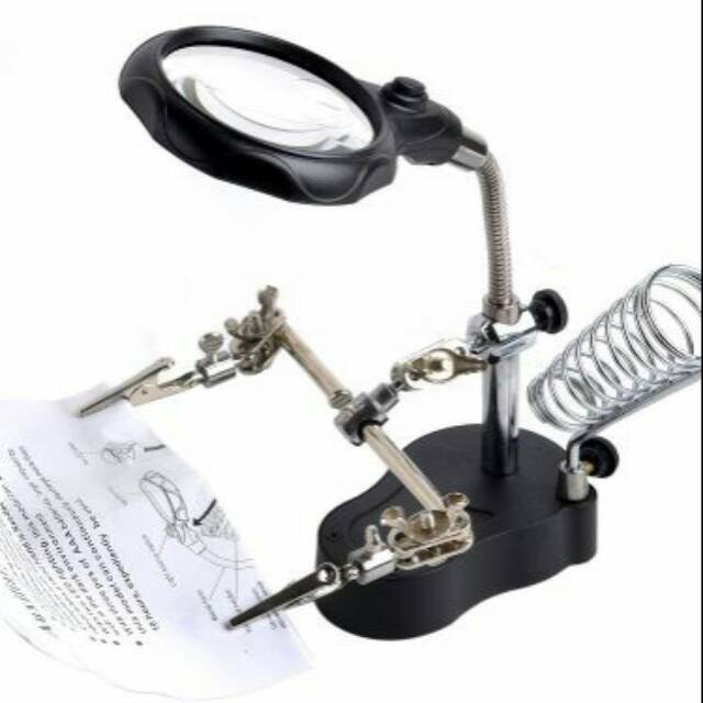 KACA PEMBESAR SERVICE DUDUK / KACA PEMBESAR SERVICE PCB + DUDUKAN SOLDER / HELPING HAND MAGNIFIER