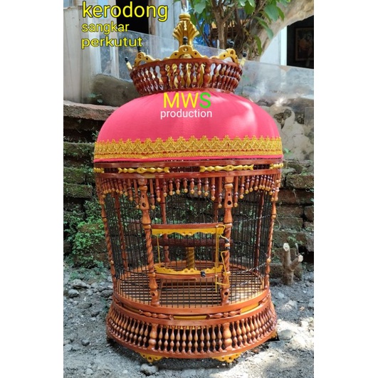 kerodong sangkar perkutut klasik motif renda emas besar tinggi 19cm & 17cm /kerudung sangkar-kandang
