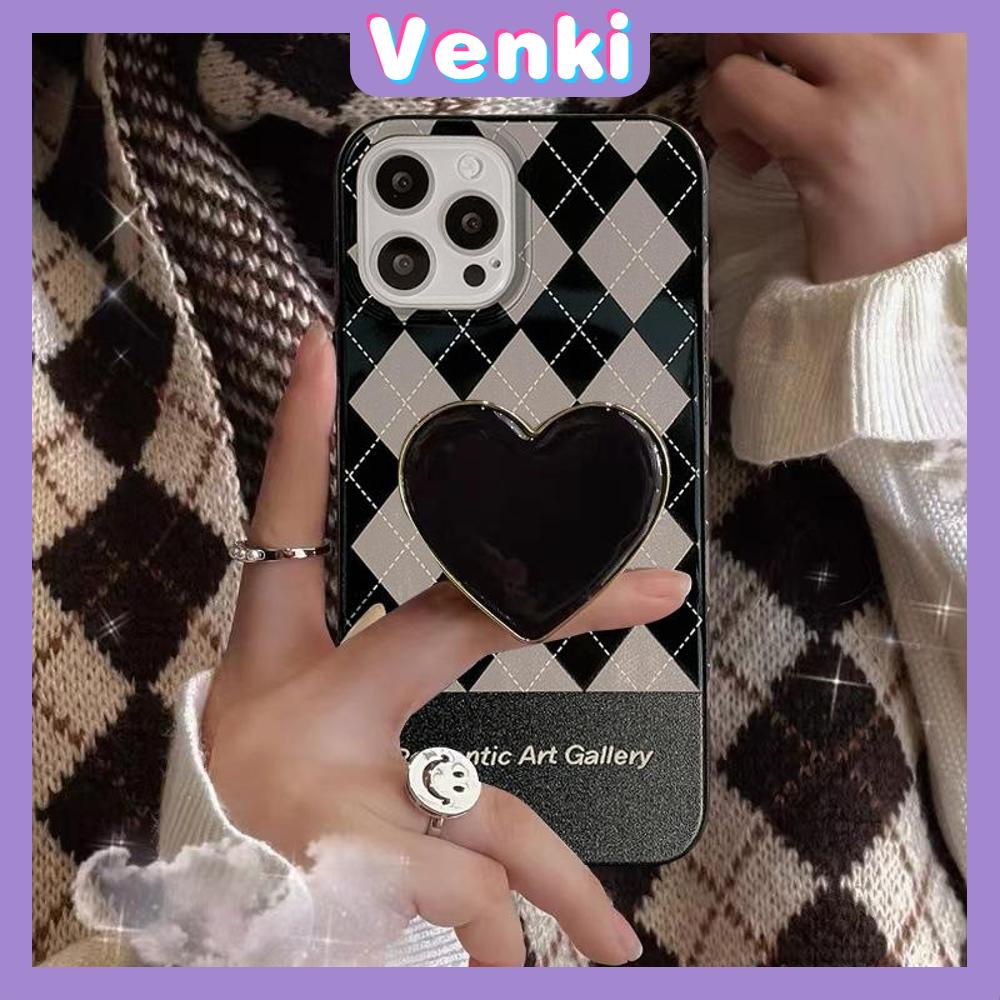 iPhone Case Silicone Soft Case Candy Case Black Heart Phone Stand with Folding Stand Grips Camera Bump Protection For iPhone 13 Pro Max iPhone 12 Pro Max iPhone 11 iPhone7 Plus