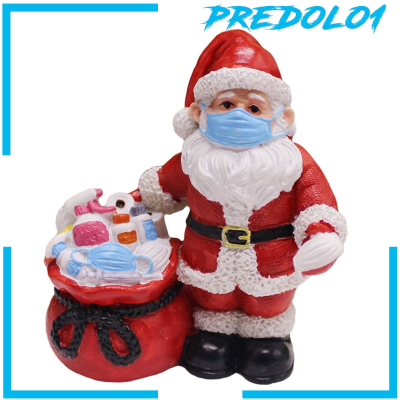 [PREDOLO1] Santa Claus Wearing Face Mask Ornament Decor Indoor Table Statue