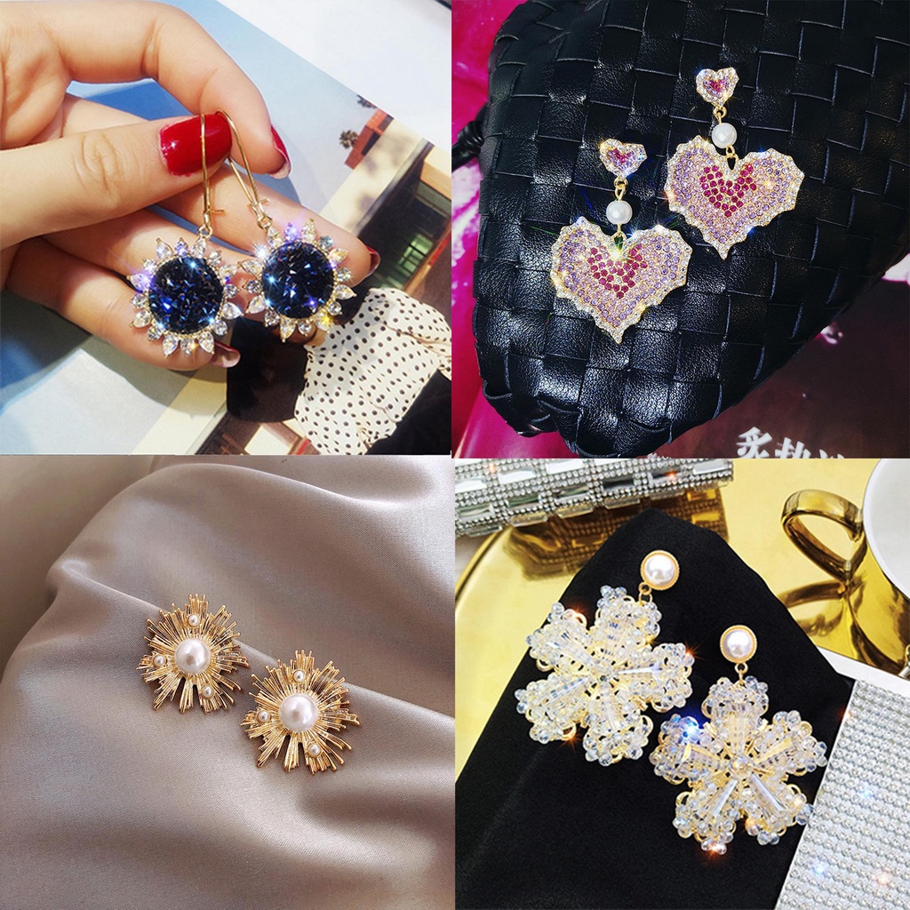 Lily Fashion Earings Gadis Perhiasan Menjuntai Drop Plated Emas Huggie Berlian Imitasi