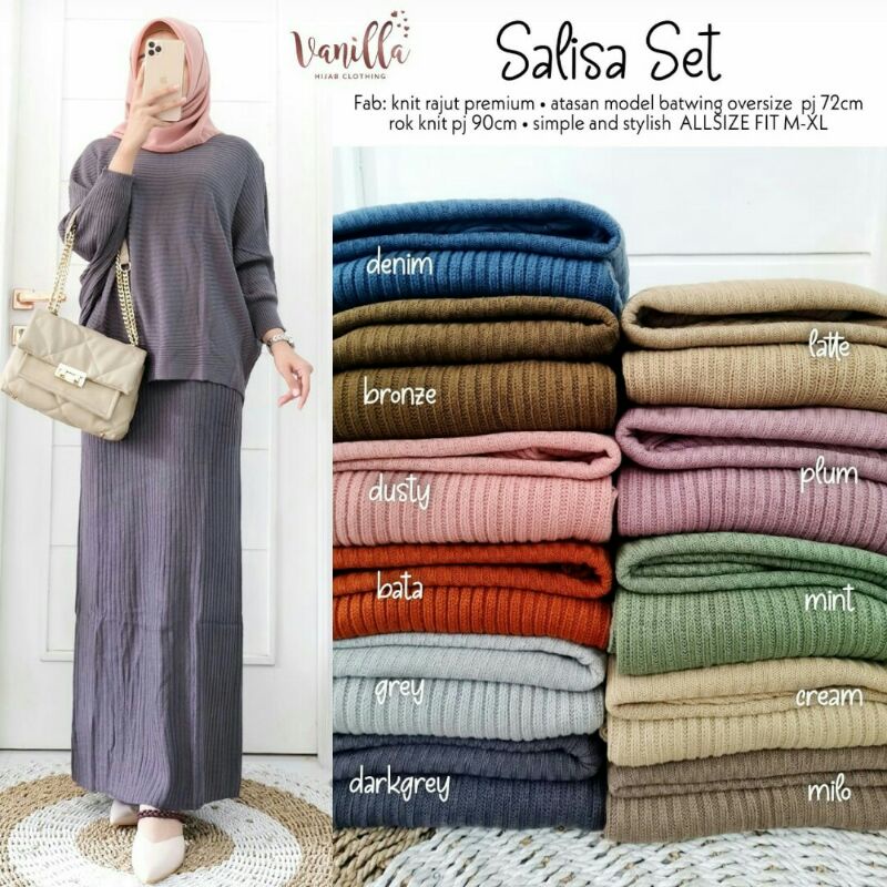 SALISA Set Rajut (top &amp; rok) II Vanilla