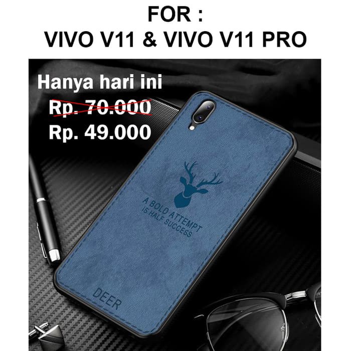 Deer case Vivo V11 / V11 Pro Silicone Softcase Leather Back Cover Lapis