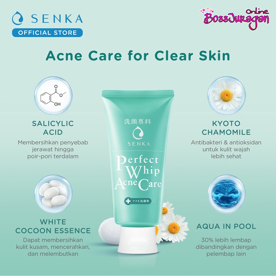 (BOSS) (Acne Care 100gr) SENKA - Perfect Whip Acne Care 100g (Untuk Kulit Berjerawat)