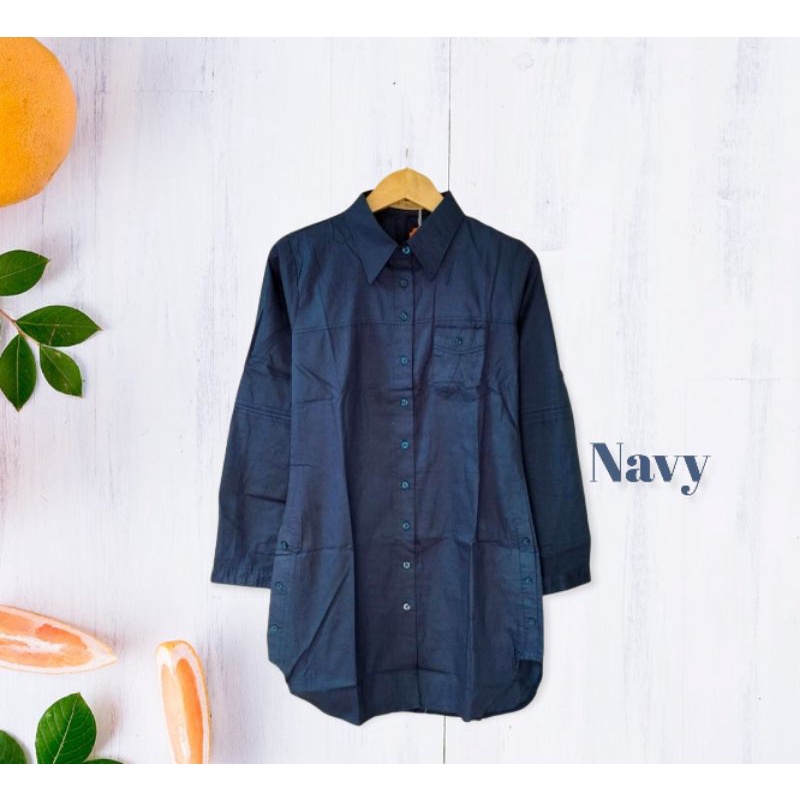 Kemeja Tunik Polos Lengan Panjang Premiun