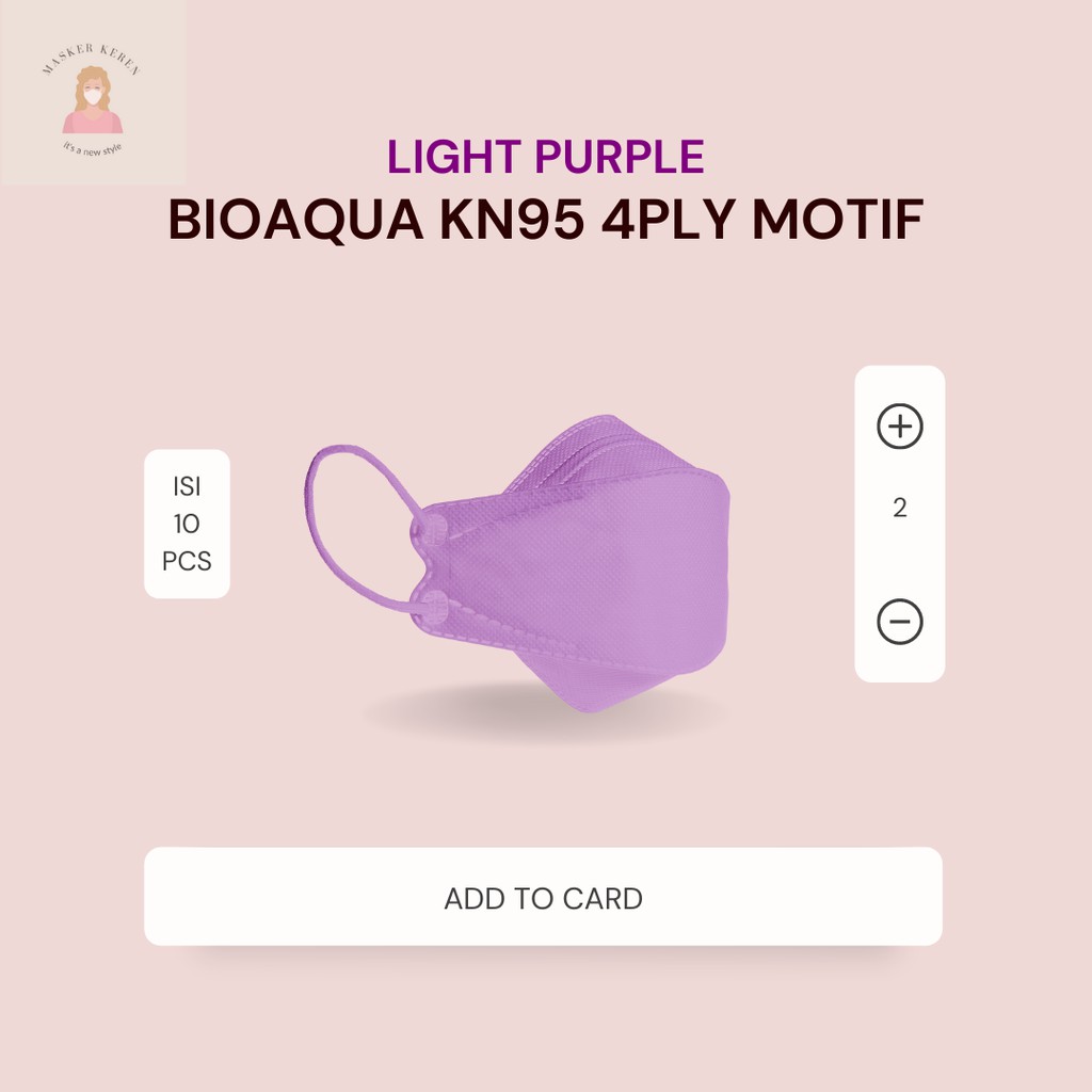 BIOAQUA Masker Dewasa LIGHT PURPLE Earloop Original KN95 Murah
