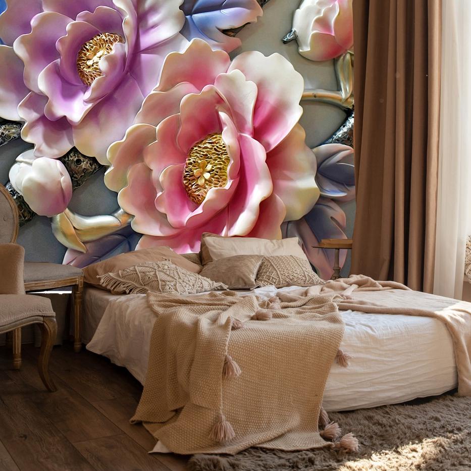 [PRODUK JSJAQ] Wallpaper Custom Floral 3d, Wallpaper Dinding 3d, Wallpaper Custom 3d,Wallpaper Bunga 3d LPY