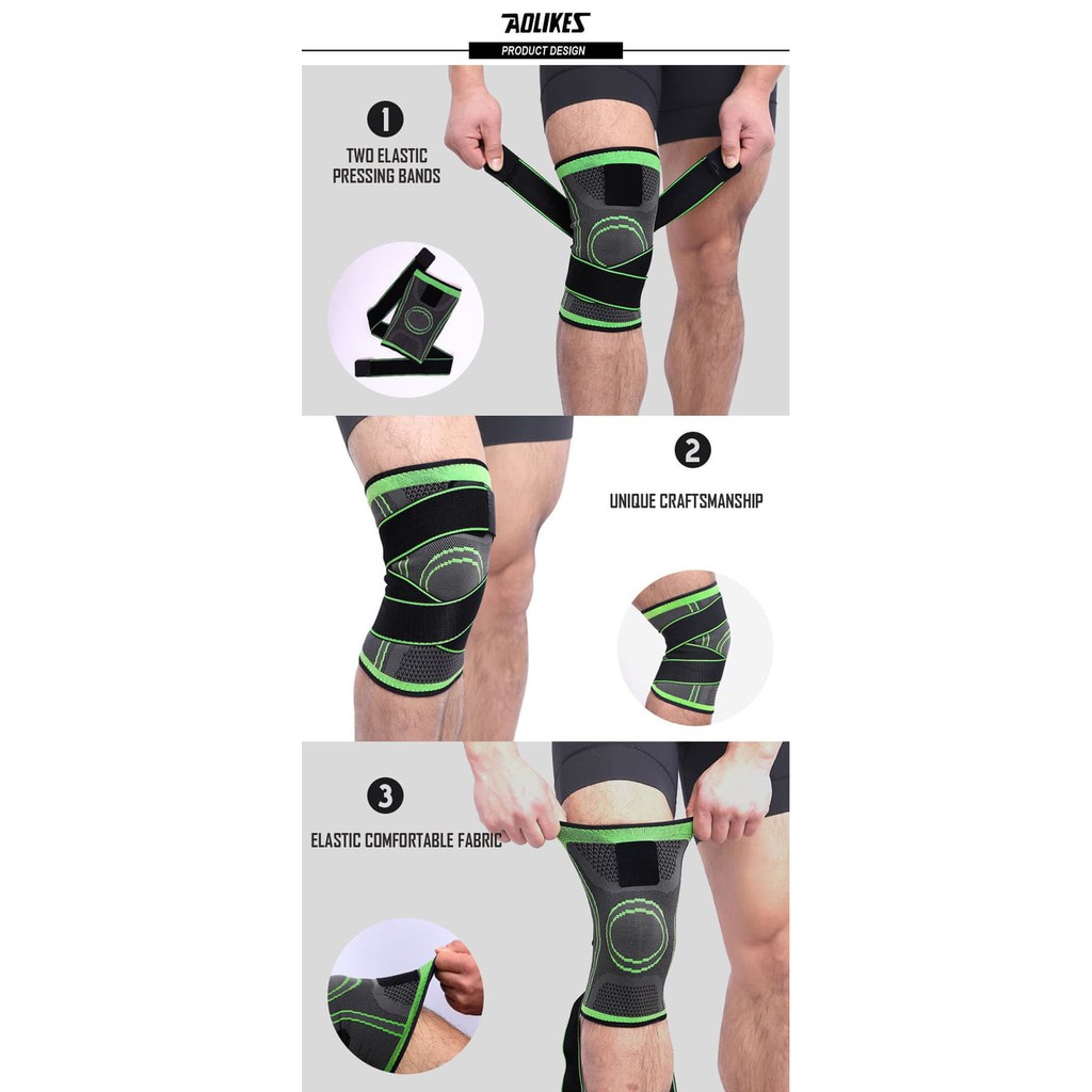 Pelindung Lutut Kneepad Knee Support Knee Protector Knee Brace Aolikes - Xxl - Hitam