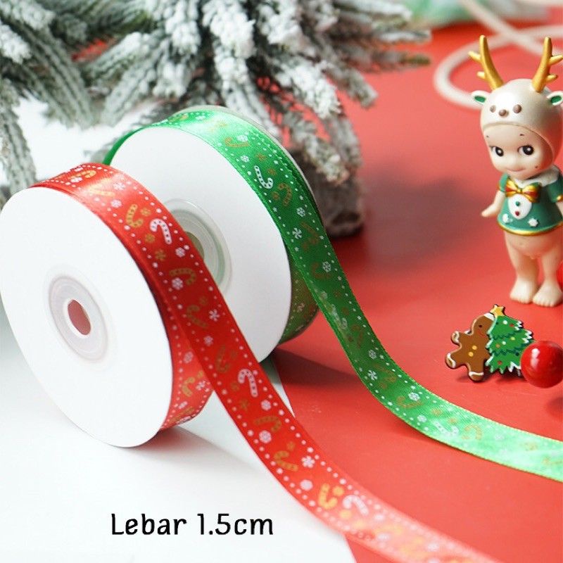 PITA MOTIF NATAL CANDY  1.5CM PITA MOTIF NATAL RIBBON