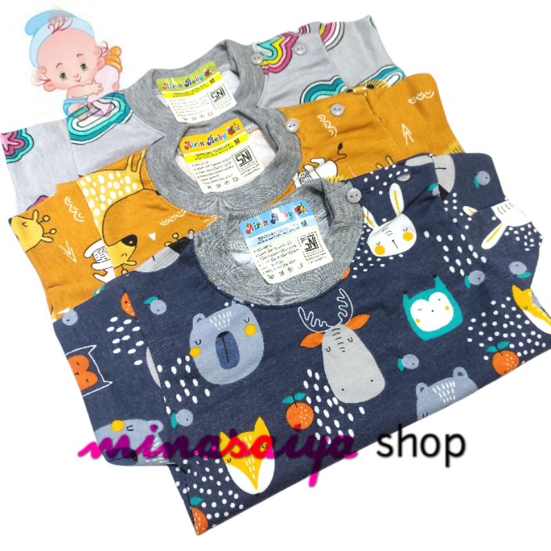 AIRIN BABY 3 pcs dan ecer Kaos Oblong Bayi SNI Motif Kancing Pundak Uk. S - XL