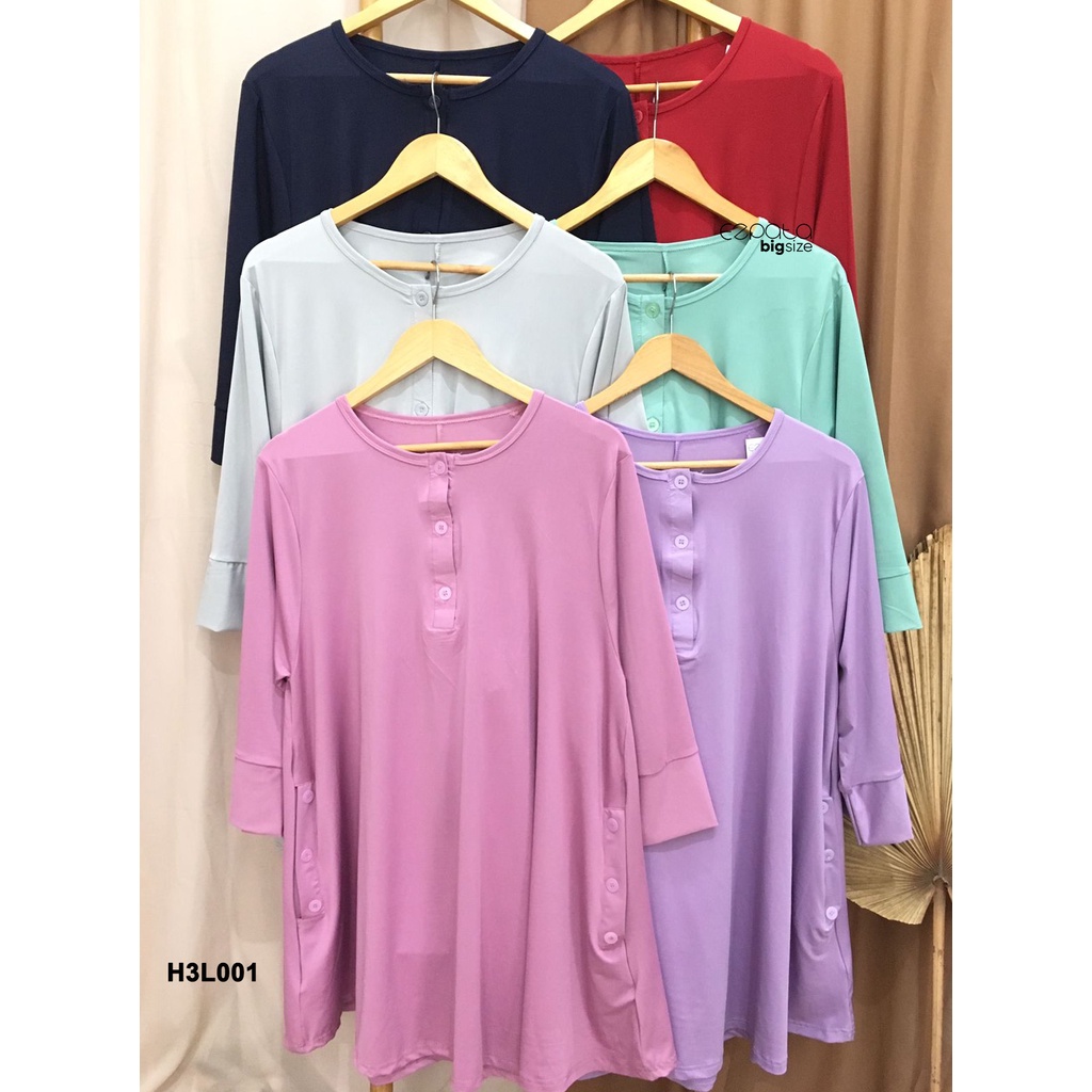 Ezpata Atasan Blouse Wanita Jersey Adem dan Melar Jumbo BigSize XXXL BB 70-100kg LD 110-140cm Polos Casual Korean Style Kekinian Murah