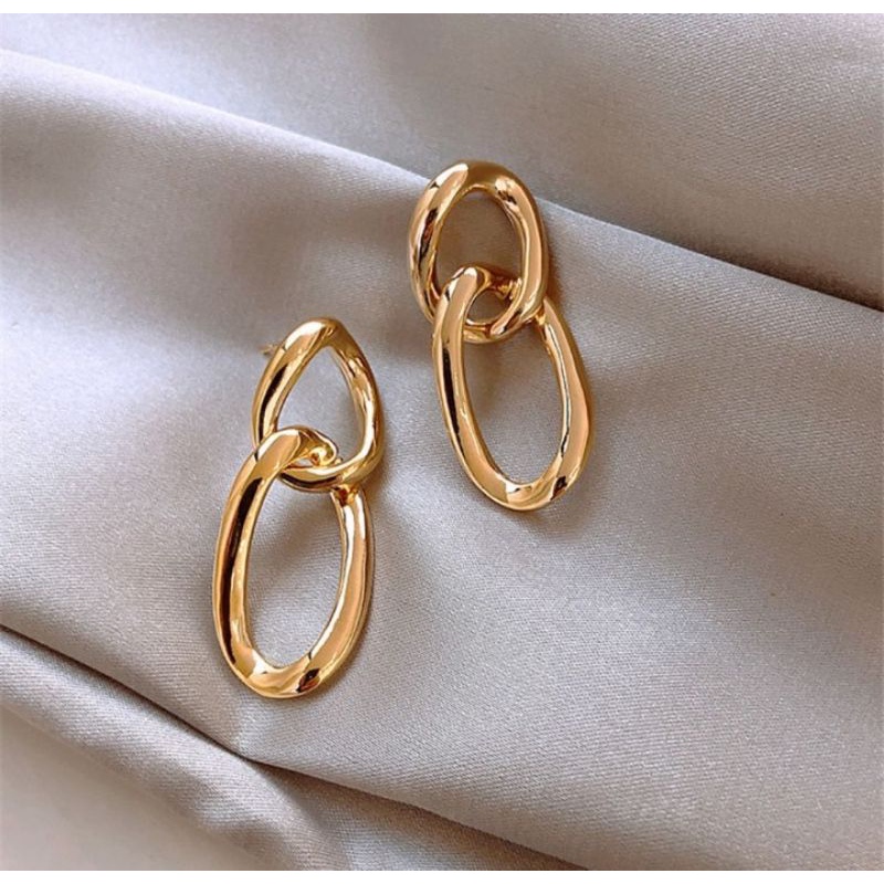 Emily Earring bentuk Oval Geometris Korean Style